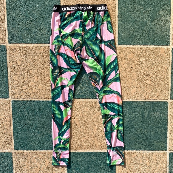 adidas palm leaf pink & green